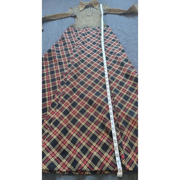 Vintage Crissa Linea Italiana Italy Wool Maxi Dress Tartan Gold Red Holiday S - Picture 13 of 14